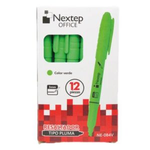 Resaltador Nextep NE-084V Tipo Pluma color Verde punta Cincel con 12 piezas