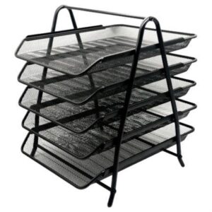 Charola organizadora Nextep NE-162GN de Malla Metálica color Negro con 5 niveles tamaño Oficio