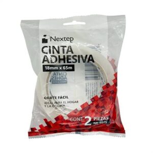 Cinta Adhesiva Nextep NE-607S Corte Fácil 18mm x 65 mm mts con 2 piezas