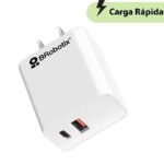 Cargador Carga Rápida - Dual USB V3.0 38W, 1 Puerto Tipo A y 1 Puerto Tipo C, Blanco, BROBOTIX 6005552