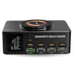 Estación de carga magnetica usb 9 en 1 - 140 w, usb-a x 4 puertos, usb-c x 4 puertos, 406467 BROBOTIX