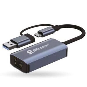 Convertidor usb a rj45 dual gigabit (conector usb a v3.0 y tipo c - rj45) color plata - 406511, BROBOTIX