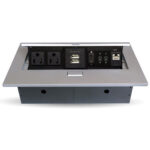 Caja de mesa/caja de conexión para mesa conectores usb-tipo c - hdmi, usb tipo a, rj45 cat6, corriente, color plata plata, BROBOTIX 406412