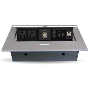 Caja de mesa/caja de conexión para mesa conectores usb-tipo c - hdmi, usb tipo a, rj45 cat6, corriente, color plata plata, BROBOTIX 406412