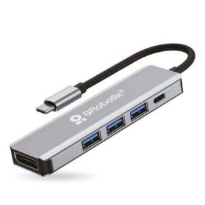 Docking 5 en 1: conector usb tipo c a displayport 4k30hz - 3 puertos usb v3.0 y 1 puerto usb tipo c, BROBOTIX 406627