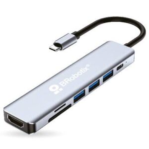 Docking 7 en 1: conector usb tipo c a hdmi 4k30hz - 3 puertos usb tipo a 3.0, lectores sd/tf y usb tipo c, pd 100w, BROBOTIX 406979