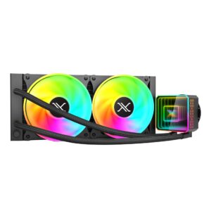 Enfriamiento Liquido Xzeal 240mm Cuadrado XZCO412B XZ412 para CPU 2Fanx120mm ARGB 3 pines + PWM 4 pines + Seguro para INTEL/AMD Negro