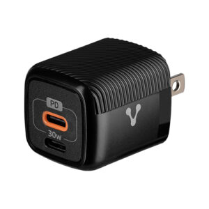 Cargador de pared VORAGO (AU-355-BK). CARGADOR PARED AU-355 FAST CHARGE 2 X USB-C 30W NEGRO.