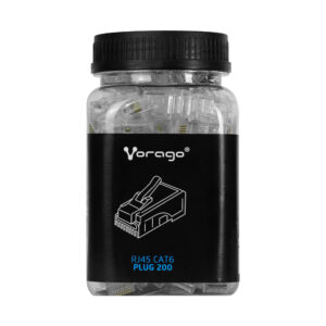 Plug Categoría 6 VORAGO (PLUG-200). Conector RJ-45 - Macho/Hembra, color. Transparente, Cat6, 100 piezas.