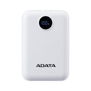 PowerBank ADATA C100 de 10 - 000 mAh. Carga simultánea de 2 dispositivos. Con indicador LED de carga. Color BLANCO. PC10022-12WH