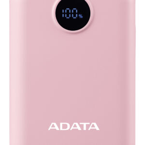 PowerBank ADATA C100 de 10 - 000 mAh. Carga simultánea de 2 dispositivos. Con indicador LED de carga. Color ROSA. PC10022-12PK