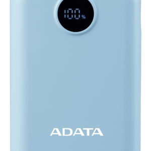 PowerBank ADATA C100 de 10 - 000 mAh. Carga simultánea de 2 dispositivos. Con indicador LED de carga. Color AZUL. PC10022-12LB