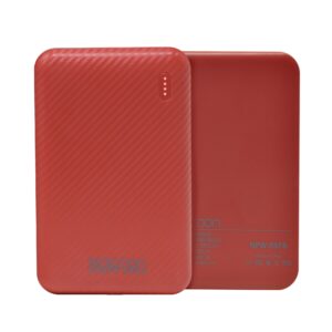 Powerbank npw-05fb NECNON 5000mah carga 2.1a 1 a 2 cargas indicador led entrada y salida tipo c rojo carga acelerada NBPB0502FB