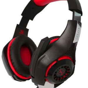 NECNON NCAGVI02SI Headset gaming over-ear nbhg viper led alambrico diadema flexible microfono 3.5mm usb pc consolas celular inc adaptador megabass rojo