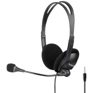 TECHZONE TZACDIA01 Diadema ligera con micrófono flexible ipara videollamadas. - Tipo de conector: 3.5 mm, Longitud del cable 150 cm, Compatibilidad: Windows, MacOS y Android