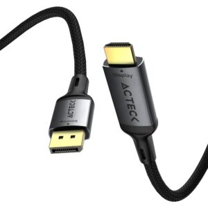 ACTECK Cable DP 1.2 a HDMI 2.0 Lynx Pro CC838-2 / 18 Gbps / DP a HDMI Macho / 4K 60 Hz / Aleación de Aluminio + Nylon / 2 m / Titanio