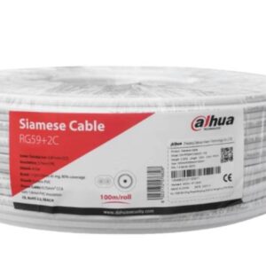 Dahua Technology Cable siames dahua - PFM941I-RG59N/21-100 diseñado para videovigilancia que integra un cable coaxial RG59 para la señal de video y un cable de alimentación