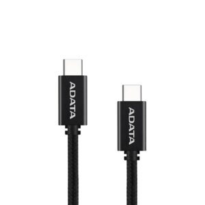 Cable ADATA USB Tipo C - USB Tipo C. Potencia máxima de salida de 100 W - Tejido de nailon, (2 M de longitud). Color Negro. CACC-200PN-BK