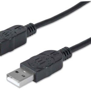 MANHATTAN 333368 Cable para Dispositivos USB B de Alta Velocidad. USB 2.0 - A macho/ B macho, 480 Mbps, 1.8 m, Negro