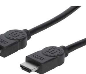 MANHATTAN 323215 Cable HDMI 4K de Alta Velocidad con Canal Ethernet - Macho a Macho, Blindado, Negro, 2 m