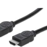 MANHATTAN 323246 Cable HDMI Macho a Macho - Blindado, Negro, 10 m; Con canal Ethernet, Canal de Audio de Retorno, Vídeo en 3D y Color Profundo.