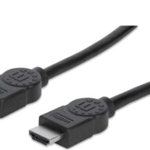 MANHATTAN 323246 Cable HDMI Macho a Macho - Blindado, Negro, 10 m; Con canal Ethernet, Canal de Audio de Retorno, Vídeo en 3D y Color Profundo.