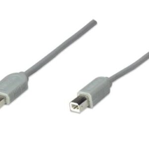 MANHATTAN 341028 CABLE usb para impresora; 5m color Gris. USB 1.1 tipo A macho a USB 1.1 tipo B macho.