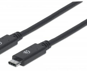 355223 Cable USB Tipo C MANHATTAN USB-C macho a USB-C macho - USB C, USB C, Macho/Macho, 1 m, Negro