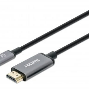 MH USB-C to HDMI adapter cable - 2M 4K@60Hz MANHATTAN 153607, USB-C, HDMI, Negro/Plata, 2 m