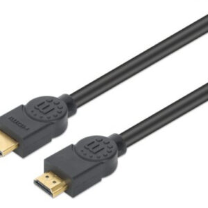 MANHATTAN 356954 Cable HDMI 2.0 CL3 M-M de 2 m - 4K@60Hz, 18 Gbps, Ethernet, HDR, ARC, doble blindaje y contactos dorados para instalación en pared.