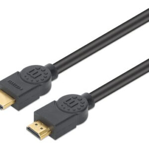 MANHATTAN 356985 Cable HDMI 2.0 CL3 M-M de 8 m - 4K@60Hz, 18 Gbps, Ethernet, HDR, ARC, doble blindaje y contactos dorados para instalación en pared.