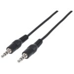 MANHATTAN 334594 Cable auxiliar 3.5mm Macho a Macho Color Negro de 1.8m