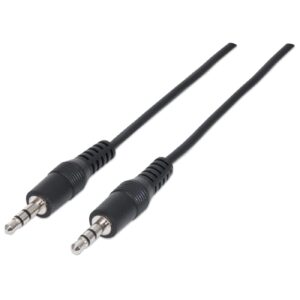 MANHATTAN 334594 Cable auxiliar 3.5mm Macho a Macho Color Negro de 1.8m