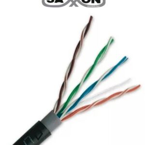 SAXXON OUTPCAT5ECOPEXT100 - Bobina de 100 Metros de Cable UTP Cat5e 100 Cobre/ Exterior con Doble Forro/ Color Negro/ Ideal para Cableado de Redes