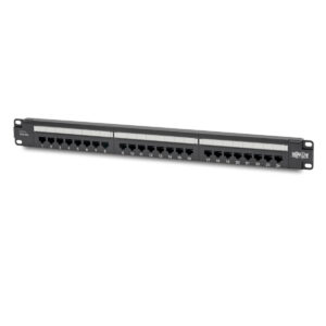 TRIPP-LITE Panel de parcheo Cargado de Conexiones Cat6 de 24 Puertos – Cumple con PoE+ - 110 / Krone, 568A/B, RJ45 Ethernet, Instalación en 1U de Rack, TAA N252-P24