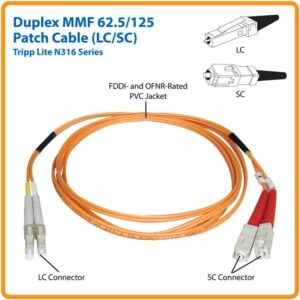 TRIPP-LITE Cable Patch - Tripp Lite, Modelo N316-10M, Cable Patch de Fibra Dúplex Multimodo 62.5µm / 125µm (LC/SC), 10 m [33 pies]