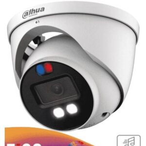 Dahua Technology DAHUA DH-HAC-ME1809HN-A-PV - Camara Domo TiOC 4k/ Dual Inteligente + FullColor/ Estrobo con Luz Roja y Azul/de 2.8mm/ 106°/ 40 M IR / Microfono/ IP67
