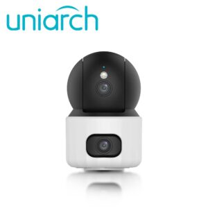 Cámara IP Wifi UNIARCH (UHO-S3S-M33D) 3MP+3MP / Lente 4mm / IR10M / MicroSD 512GB / Micrófono + Altavoz / USB-C / Interior / Serie Panda