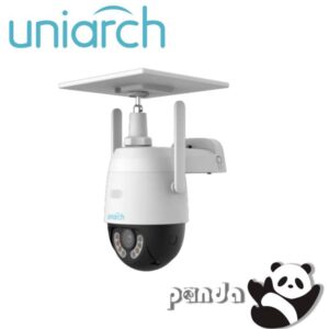 Cámara PT Solar 4G UNIARCH (UHO-P2G-M3F4D-LA) 3MP / Lente 4mm / IR30M / MicroSD 512GB / Micrófono + Altavoz Integrado / 4G Card Nano SIM / IP66 / Bateria1