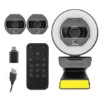 Yeyian camara flexcam para streaming con iluminacion mixta y control remoto - 2k 2560x1440p a 30 fps, cod h.264 y 265, con mic mod. YPW-QHDAF-M1