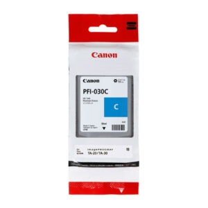 3490C001AA Tanque de tinta CANON PFI-030 - Cian, Tecnología de impresión inyección de tinta. Compatible con Plotter CANON TA-20 y TA-30. Capacidad 55 ml