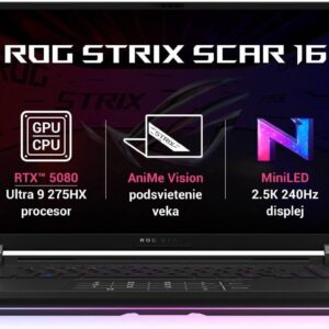 Asus Business ASUS Gamer ROG Strix SCAR 16 Pulgadas - G635LW-RW037W CoreU9275HX, NVIDIAGeForce RTX 5080, 64GB, 1TBSSD, W11 Home, Wi-Fi 7+Bluetooth 5.4, Teclado en Español