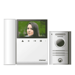 COMMAX CDV43K2P- Kit de videoportero incluye monitor CDV43K2 de 4.3 pulgadas con auricular para respuesta con audio y video desde frente de calle DRC40K, funcion de apertura de puerta, soporta segundo monitor y auricular DP4VHP