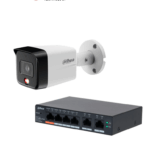 DAHUA DH-CS4006-4ET2ET-60 - 1 Switch PoE de 6 Puertos Administrable con 4 PoE y 2 uplink/65 W PoE/ DoLynk Care + 1 IPC-HFW1839TC-A-IL Cámara IP Bullet 4k/Iluminador Dual/ Lente de 2.8 mm/ 110°/ Micrófono/IR de 30m/ IP67/PoE/