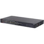 DAHUA CS4226-24ET-240 - Switch PoE de 26 Puertos/ 24 Puertos PoE 10/100/ 2 Uplink 10/100/1000 + 2 Puertos SFP/ 240 Watts Totales/ / Administrable en la Nube por DoLynk Care/ PoE Hasta 250 Metros/ Carcasa Metalica/ Switching 8.8 Gbps/