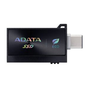 SSD Externo ADATA SC730 512GB. conectores dobles USB-C y USB-A integrados (USB 3.2 Gen2). 600 MB/s de lectura/escritura. Color NEGRO. SC730-512G-CACTI