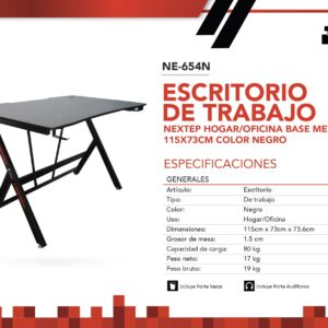 Escritorio de Trabajo Nextep NE-654N para Hogar u oficina base Metálica color Negro