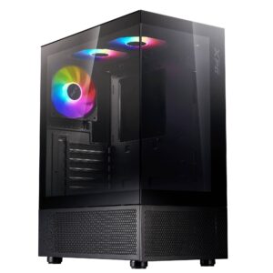 Gabinete GAMER XPG INVADER X MINI. Media torre. Paneles de VIDRIO TEMPLADO de 4mm. Ventiladores incluidos; 5 x 120mm ARGB. NEGRO. INVADERXMINIMT-BKCWW