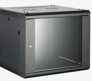 HIKVISION DS-XS6406-S/B Gabinete para Montaje en Pared - Piso - Puerta de Cristal Templado, Cuerpo Fijo, 6 Unidades de Rack, 19 PULGADAS