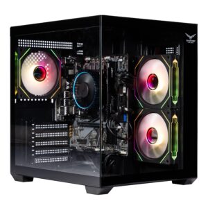 Naceb Gaming NACEB GABINETE GAMER C/VENTANA Cristal Templado - Ventiladores 2 Laterales 1 Trasera RGB, USB 3.0: 1/usb 2.0:1 HD audífonos/HD micrófono, Negro NA-0636N